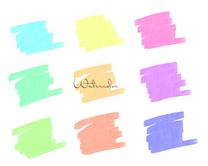 パステルカラーの水彩風ブラシストロークセットの装飾イラスト素材｜水彩風,パステル,ブラシ,ストローク,スウォッチ,色見本