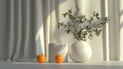 A minimalist still life position in a studio setting, 