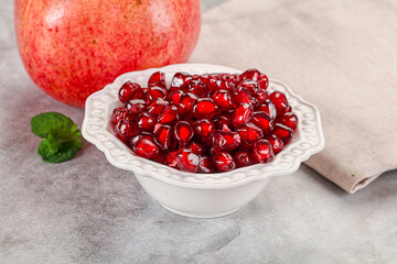 Ripe sweet red pomegranate seeds
