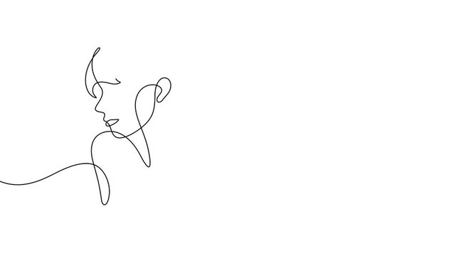 beauty woman posing decorative art one line drawing continuous minimalism hand drawn 4k motion graphics