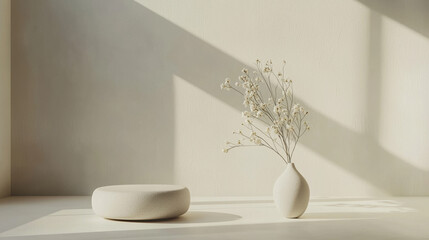 A minimalist still life position in a studio setting,