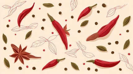 Spice pattern on light beige background