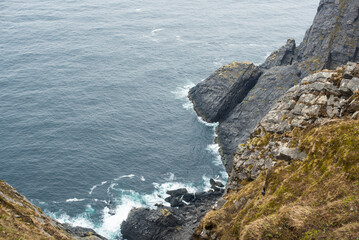 Grey Rocks on the Stormy Coastline at Nordkapp
