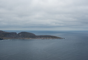 Grey Rocks on the Stormy Coastline at Nordkapp
