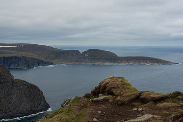 Grey Rocks on the Stormy Coastline at Nordkapp
