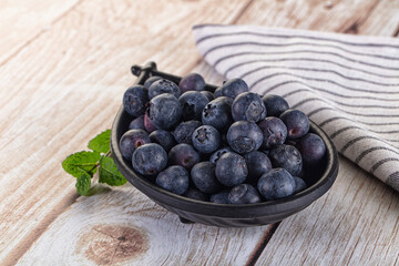 Raw ripe sweet and juicy blueberry