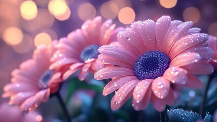 Pink gerbera daisies with dew drops - Powered by Adobe