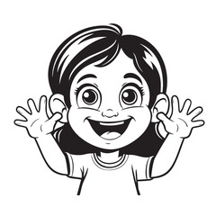 Obraz premium authentic looking child drawing of a happy girl illustration