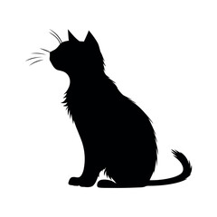 Black cat silhouette vector illustration for animal and pet on white background