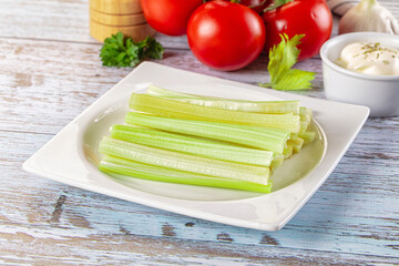 Dietary green celery stick heap