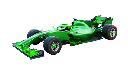 3d rendering modern bgreen racing car isolated on white background