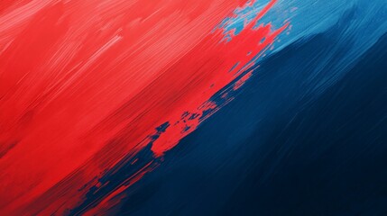 Striking Abstract Painting with Bold Red and Deep Blue Brushstrokes