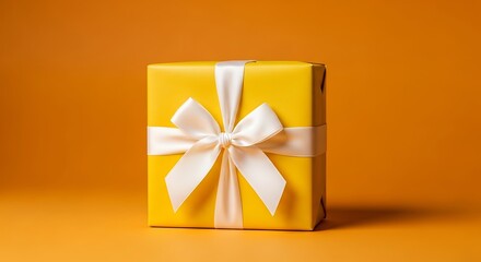 Golden gift with silk bow