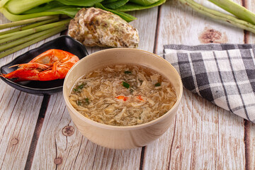 Asian soup with crab and prawn