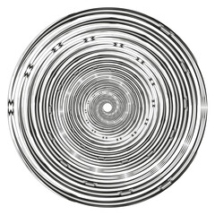 Circular spiral design. Concentric ring pattern. Hypnotic vector swirl. Radial optical texture.