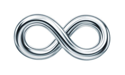 Silver infinity symbol isolated on white. Clipping path included