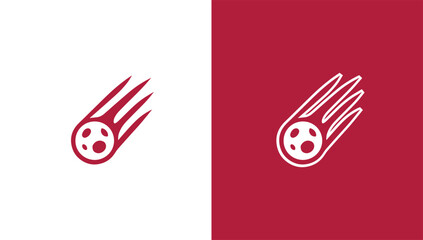 Falling meteor silhouette logo in minimalist vector style, generative ai