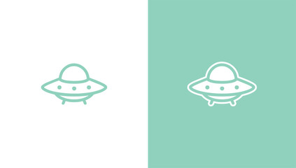 UFO spaceship silhouette logo in minimalist vector style, generative ai