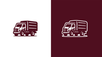 Cargo truck silhouette logo in minimalist vector style, generative ai