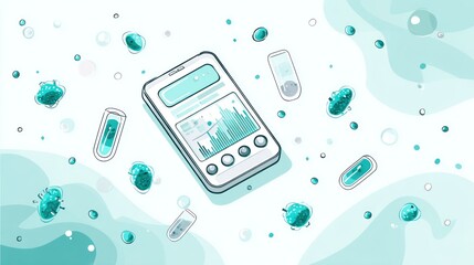 Tech-Health infographic, light teal