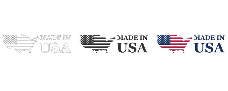 Made in USA label design with flag map illustration