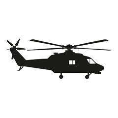 Helicopter Silhouette: A sleek and modern helicopter silhouette, captured with precise detail, showcasing its design and potential use