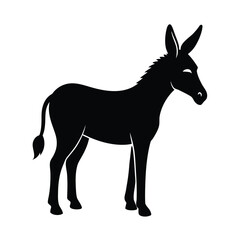 Obraz premium Elegant Donkey Silhouette: Graceful monochrome silhouette of a donkey against a field, capturing its calm strength and gentle nature.