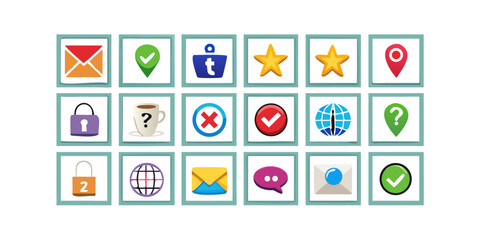 Collection of social media icons for web design and user interface elements use