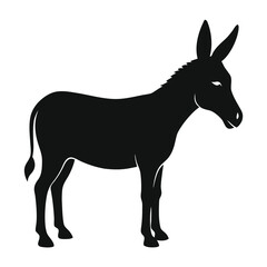 Fototapeta premium Silhouette Donkey: A sleek, minimalist black silhouette of a donkey stands proudly, against a plain backdrop, representing the timeless charm and enduring spirit of this beloved farm animal.