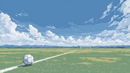 Soccer field under a vibrant sky