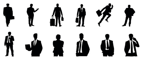 Set of business people Illustration, Businessmen Silhouettes Business team Vector illustration 