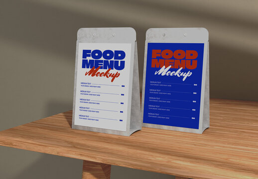 Food Menu on Table Mockup