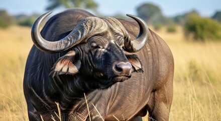 Obraz premium Portrait Buffalo Bull African Wildlife Majestic Powerful Beast