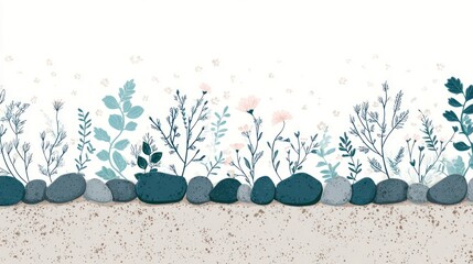 Delicate floral border on a sandy ground