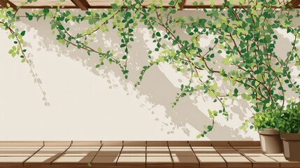 Exterior patio with climbing vines