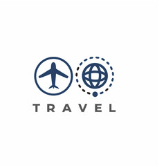 Travel Airplane Globe Minimal Logo