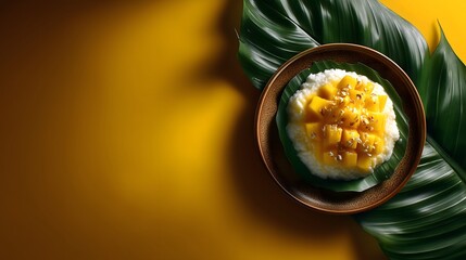 Thai cuisine mango sticky rice in minimalist style