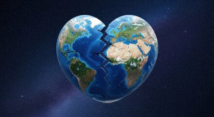 The World in Heart Shape Torn Apart In Space