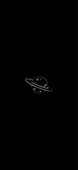 saturn on a black background with simple fishing and nature-themed vector elements
