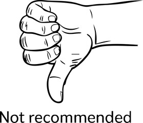 Vector Hand with Thumb Down, Not Recommended