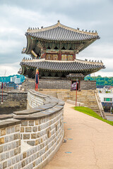 View at the Janganmun Gate in the streets of Suwon town in South Korea