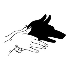 hand shadow art wolf illustration