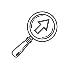 Search and Growth - Magnifying Glass with Up Arrow Icon