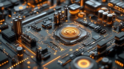 Illuminated intricacy, Close-up visualization of cutting-edge computer technology