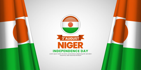 Niger flag for independence day banner background with blank space area