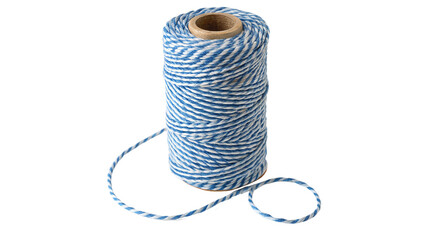 Blue and White Twine Spool for Crafting and Packaging On a transparent background
