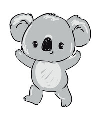 Cute hand drawn koala vector cartoon animal on white background