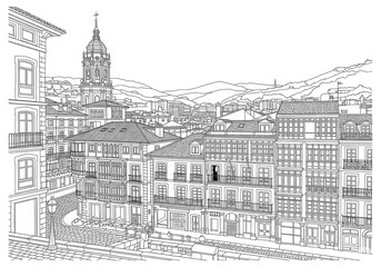 Casco Viejo in Bilbao one line drawing
