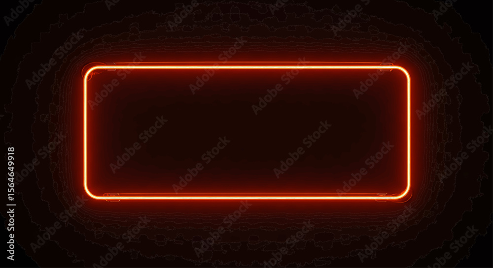 Poster glowing orange rectangular frame with rounded corners on a dark textured background for modern desig