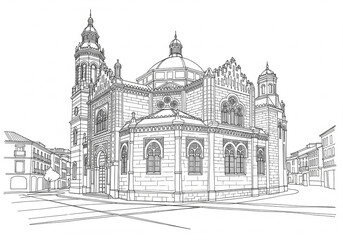 Obraz premium Córdoba Synagogue in Córdoba one line drawing